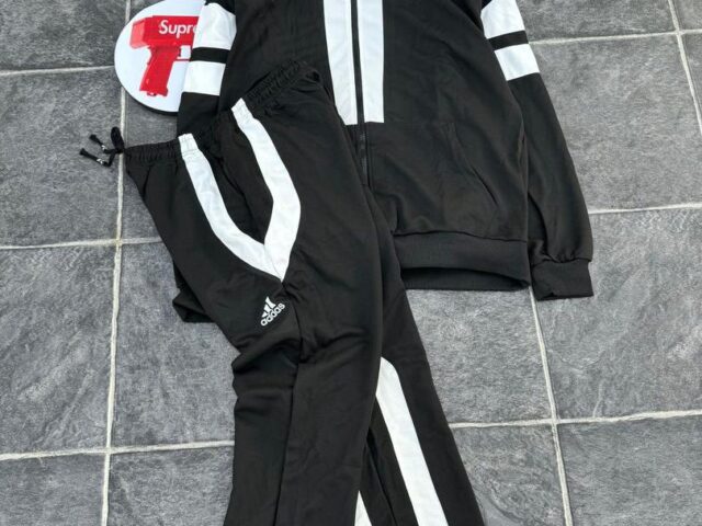 Adidas Black Tracksuit – Iconic 3-Stripes Hoodie & Pants Set