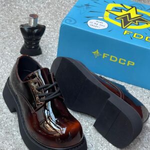 FDCP Glossy Platform Lace-Up Shoes – Modern Elegance with an Edge | Levonteluxe