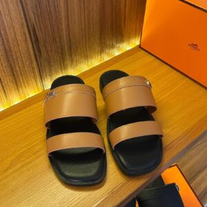 Luxury Hermes Men's Double Band Slide Sandals